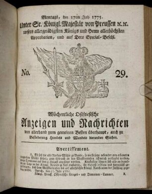 No. 29. Montags, den 17ten July 1775