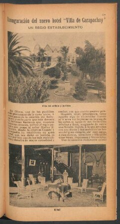 Inauguración del nuevo hotel "Villa de Carapachay" - un regio establecimiento