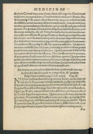 Medicinae ex arboribus sylvestribus, unde medicina nata, fraudes medicorum in compositis ... Cap. II.