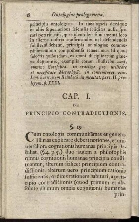 Cap. I. De Principio Contradictionis.