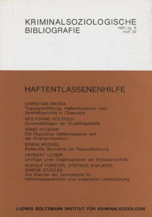 Kriminalsoziologische Bibliografie : Haftentlassenenhilfe