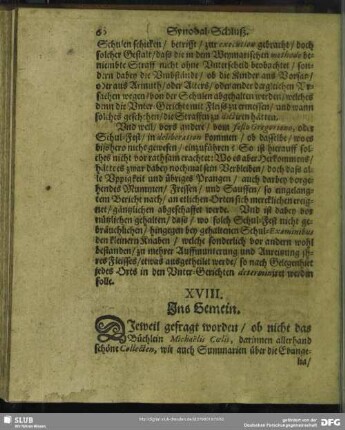 XVIII. Ins Gemein