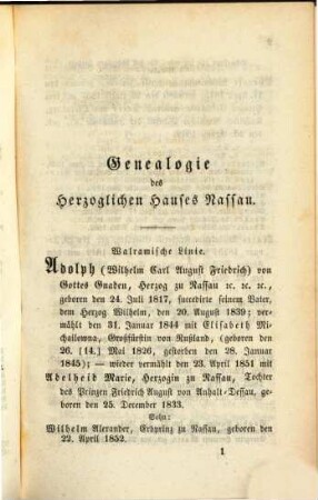 Staats- und Adreß-Handbuch des Herzogthums Nassau. 1858, 1858