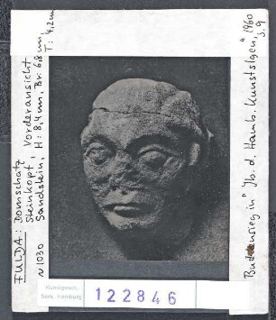 Fulda, Domschatz: Steinkopf, Vorderansicht, um 1030