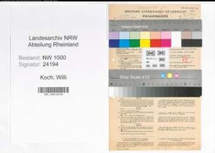 Entnazifizierung Willi Koch, geb. 20.04.1907 (Verw.Gehilfe)