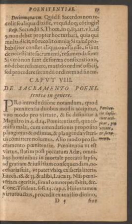 Caput VIII. De Sacramento Poenitentiae in genere.