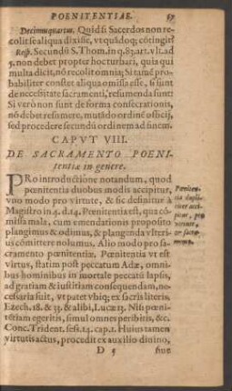 Caput VIII. De Sacramento Poenitentiae in genere.