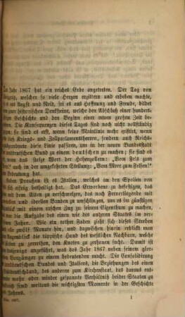 Politische Geschichte der Gegenwart. 1. 1867 (1868)