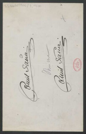 Eigenhändige Unterschrift Emil von Sauers.