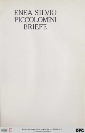 Enea Silvio Piccolomini: Briefe