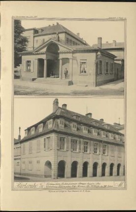 M. Torhäuschen Linkenheimer Strasse. Wohnhaus Schlossplatz Ecke Herren Str.