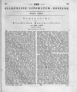 Uebersicht der griechischen Kunstgeschichte von 1829-1833. (Fortsetzung von Nr. 107)