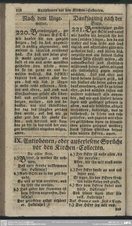 IX. Antiphonen, oder auserlesene Sprüche vor den Kirchen-Collecten