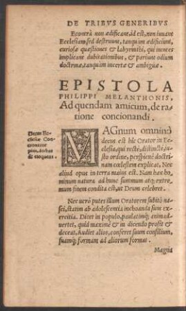 Epistola Philippi Melanthonis, Ad quendam amicum, de ratione concionandi.