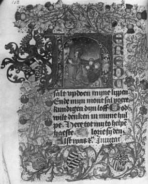 Gebetbuch der Prinzessin Sibylla von Kleve — Initiale H (ere) mit Ölberg, Folio 194verso