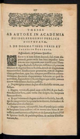 I. De Dogmatibus Veris Et Falsis In Ecclesia.