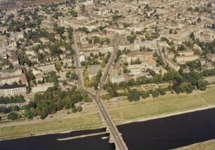 Stadtteilansicht über die Elbe mit Albertbrücke
