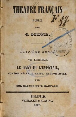 Le gant et l'éventail : comédie mêlée de chant, en trois actes