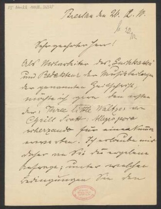Brief an B. Schott's Söhne : 20.12.1910