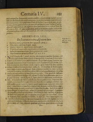 Observatio LVII. De sententia contra absentem lata.