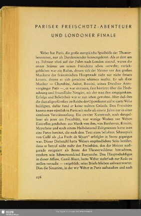 Pariser Freischütz-Abenteuer Und Londoner Finale