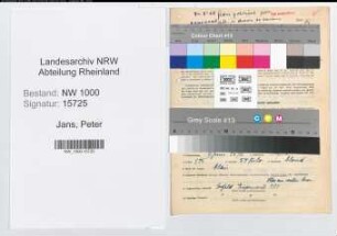 Entnazifizierung Peter Jans, geb. 09.06.1896 (Geschaeftsfuehrer)