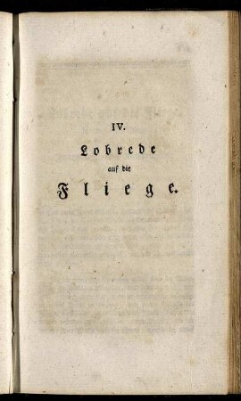 IV. Lobrede auf die Fliege.