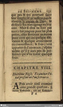 Chapitre VIII. Huitiéme Régle. Examiner l´ état present où l´on se trouve