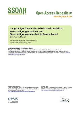 Langfristige Trends der Arbeitsmarktmobilität, Beschäftigungsstabilität und Beschäftigungssicherheit in Deutschland