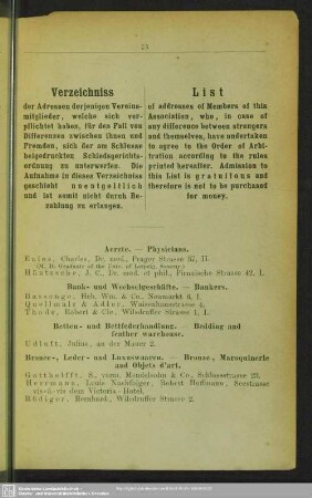 Verzeichniss – List