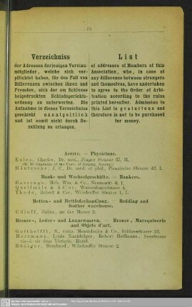 Verzeichniss – List