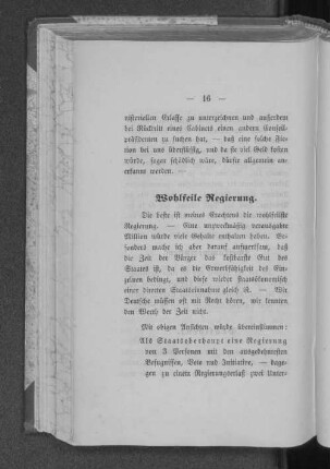 Wohlfeile Regierung.