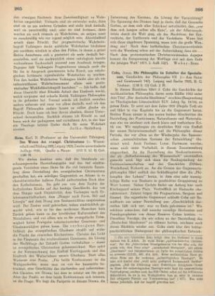 266-267 [Rezension] Die Philosophie im Zeitalter des Spezialismus ; (Nachkantische Philosophie, zweite Hälfte)