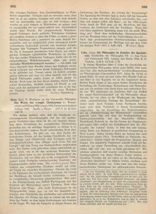266-267 [Rezension] Die Philosophie im Zeitalter des Spezialismus ; (Nachkantische Philosophie, zweite Hälfte)