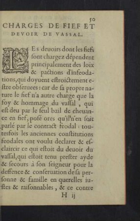 Charges de Fief et Devoir de Vassal.