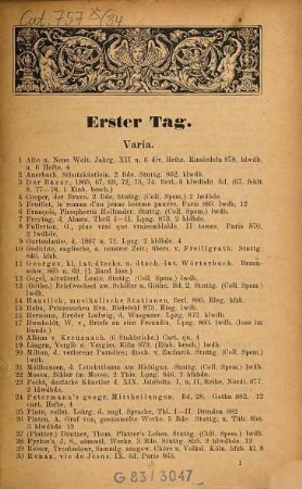 Katalog. [34.] 1891, 14. Okt.
