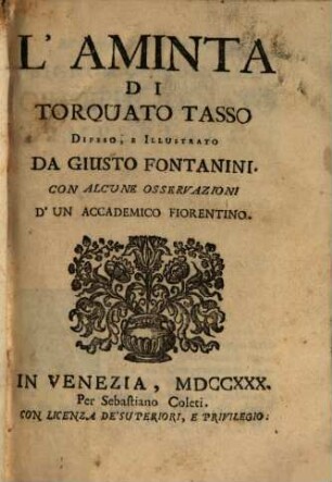 L' Aminta Di Torquato Tasso