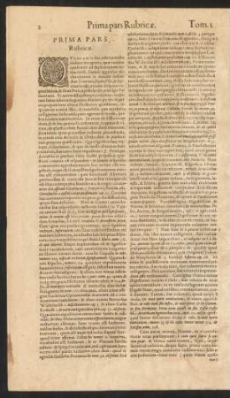 Prima Pars Rubricae.