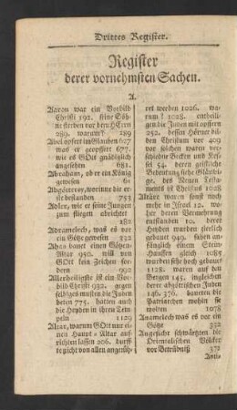 Register derer vornehmsten Sachen.