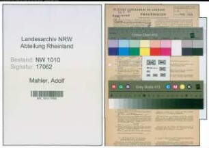 Entnazifizierung Adolf Mahler , geb. 27.05.1892 ()
