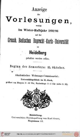 Wintersemester 1892/1893