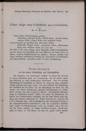 Ueber einige neue Goliathiden aus Centralafrika.