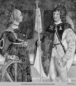 Der heilige Nazarius zu Pferde mit der heiligen Katharina und dem heiligen Rochus : Die Heilige Katharina und der Heilige Rochus
