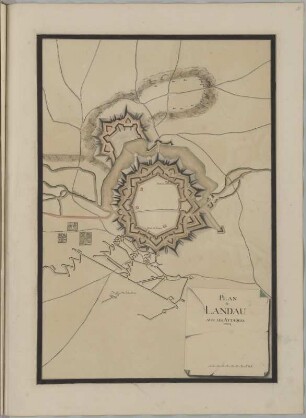 Plan de Landau avec les Attaques. 1704.