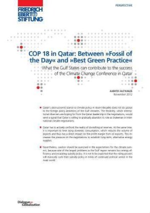COP 18 in Qatar: between "fossil of the day" and "best green practice" : what the Gulf States can contribute to the success of the climate change conference in Qatar