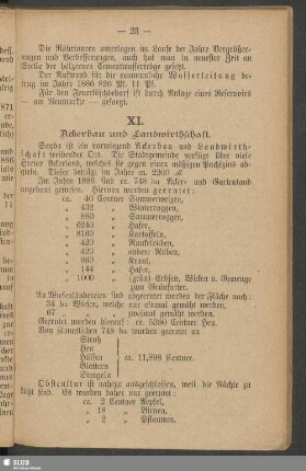 XI. Ackerbau und Landwirthschaft. XII. Hagelversicherung. XIII. Viehzucht, Thierpolizeit, Abdeckerei und Viehversicherung. XIV. Jagd und Fischerei. XV. Gartenbau, Gemüse-, Obst-, Weinbau u. Blumenzucht. XVI. Anpflanzungen, Baumzucht u. Forstwirthschaft