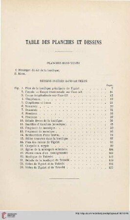 Table des planches et dessins