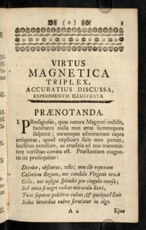 3-44, Virtus Magnetica Triplex, Accuratius Discussa, Experimentis Ilustrata.