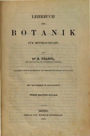 Lehrbuch der Botanik für Mittelschulen : bearbeitet unter Zugrundelegung des Lehrbuchs der Botanik von Jul. Sachs