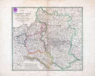 Karte von dem Königreich Polen, Großherzogthum Posen und den angrenzenden Gebieten Rußlands, Oestreichs und Preußens